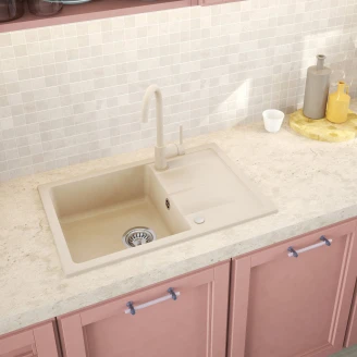 Granitt Kjøkkenvask <strong>Leda</strong>  Beige Matt 67x44 cm med Vannlås