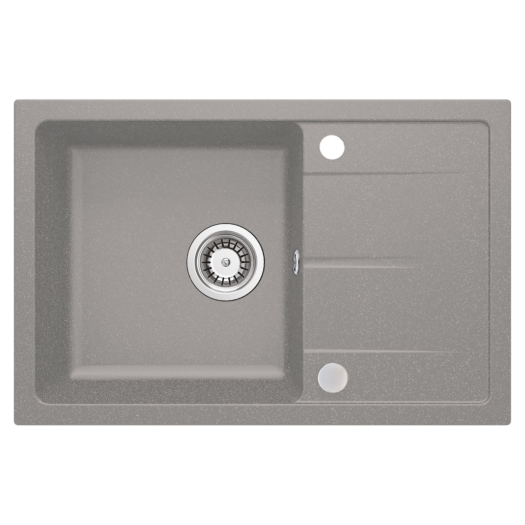 Granitt Kjøkkenvask Leda Grå Metallic Matt 67x44 cm med Vannlås