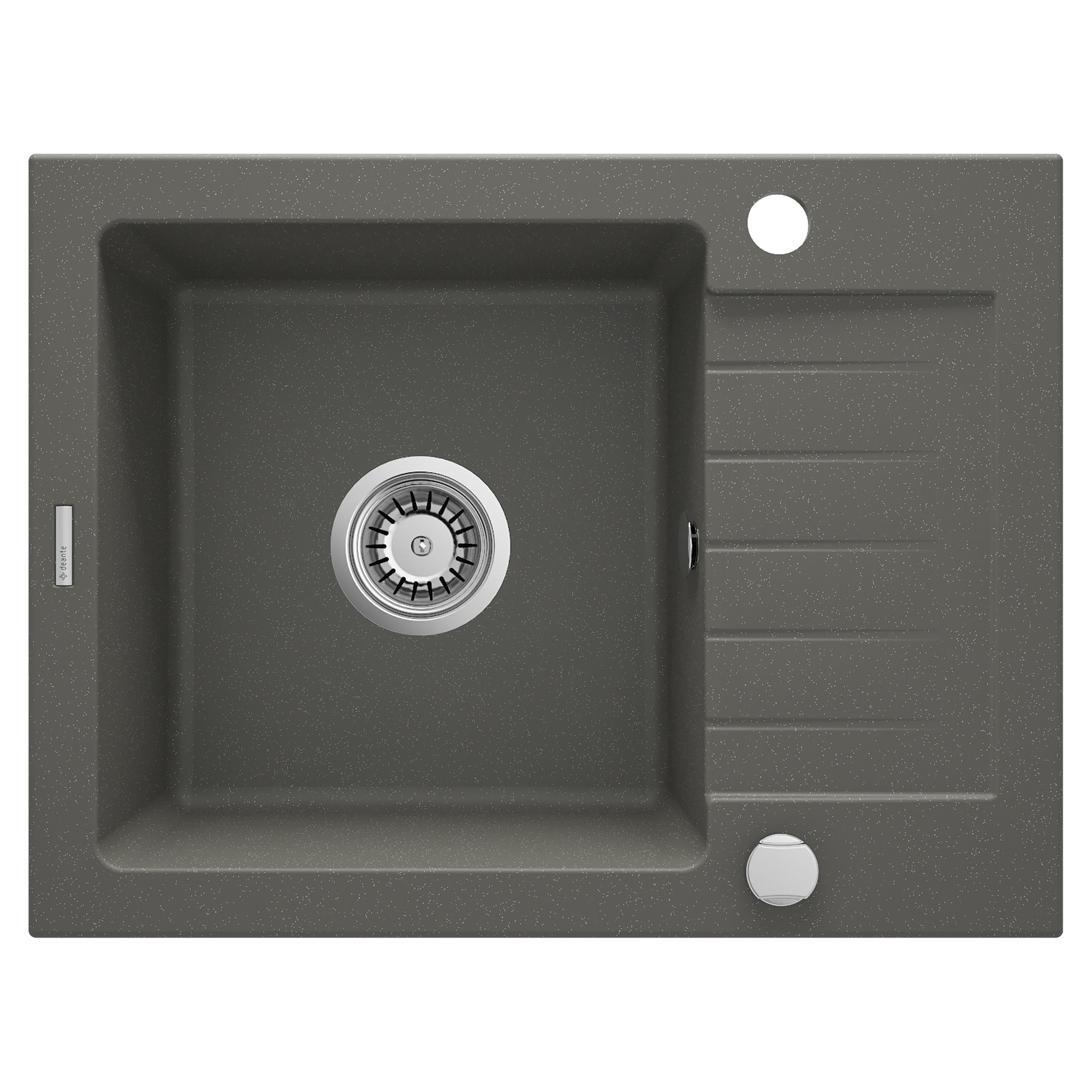Granitt Kjøkkenvask Zorba Antrasitt Metallic Matt 58x44 cm med Vannlås