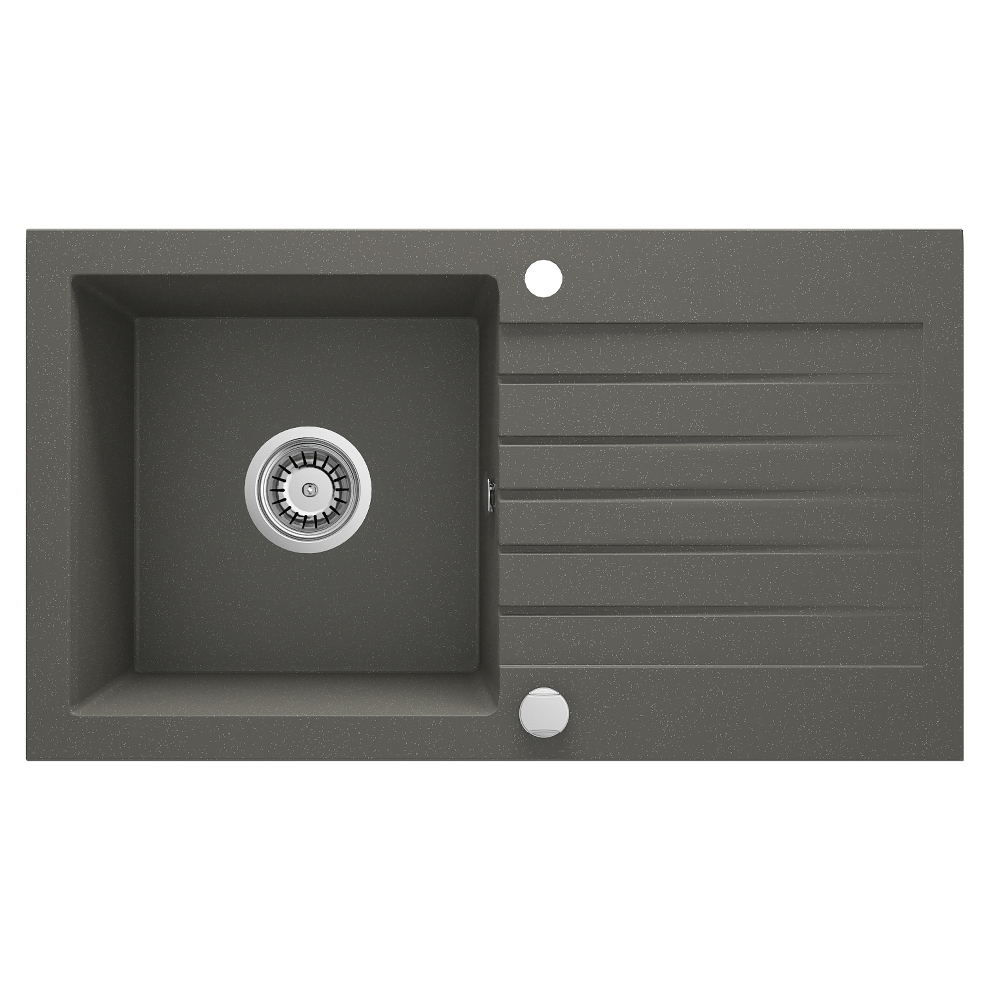 Granitt Kjøkkenvask Zorba Antrasitt Metallic Matt 76x44 cm med Vannlås