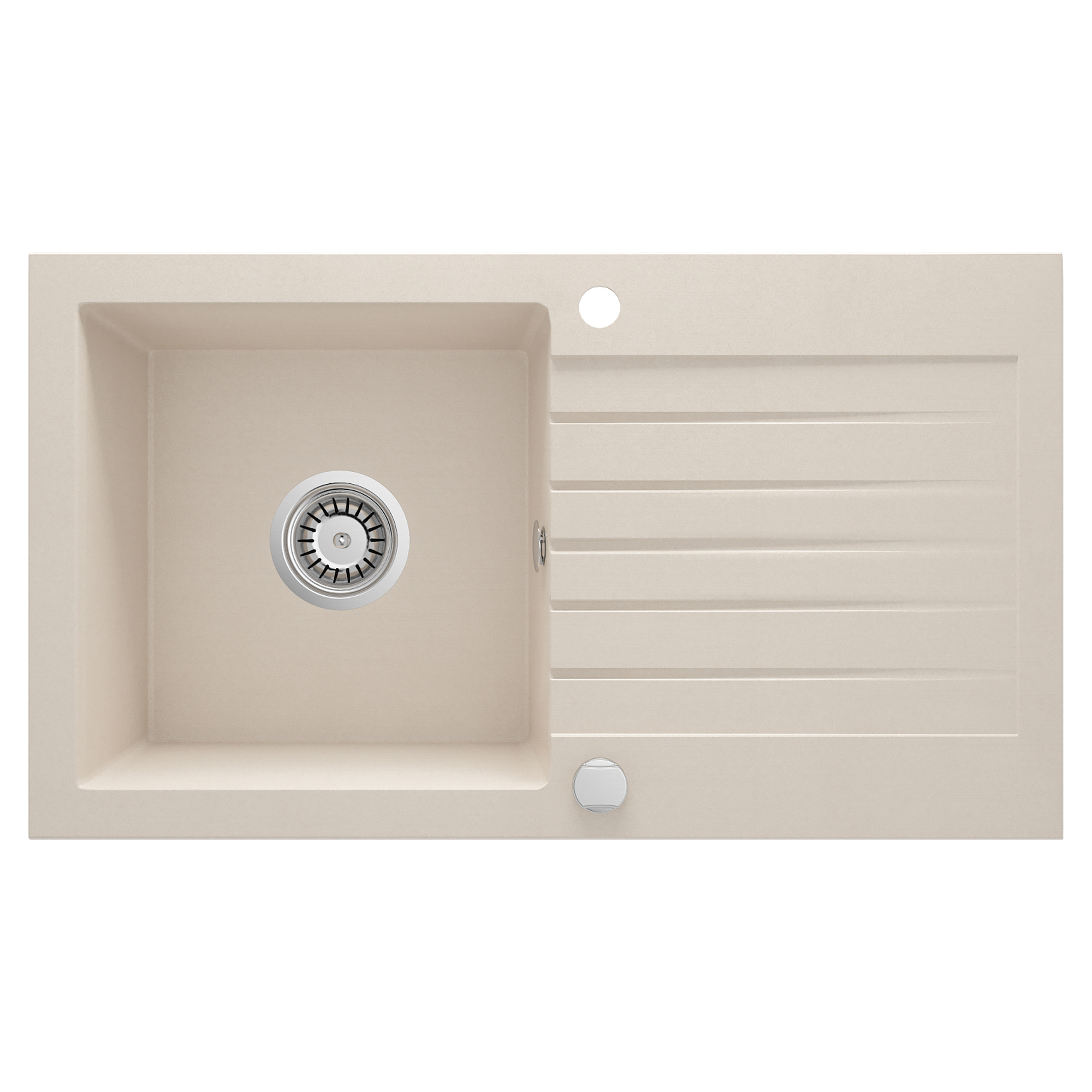 Granitt Kjøkkenvask Zorba Beige Matt 76x44 cm med Vannlås
