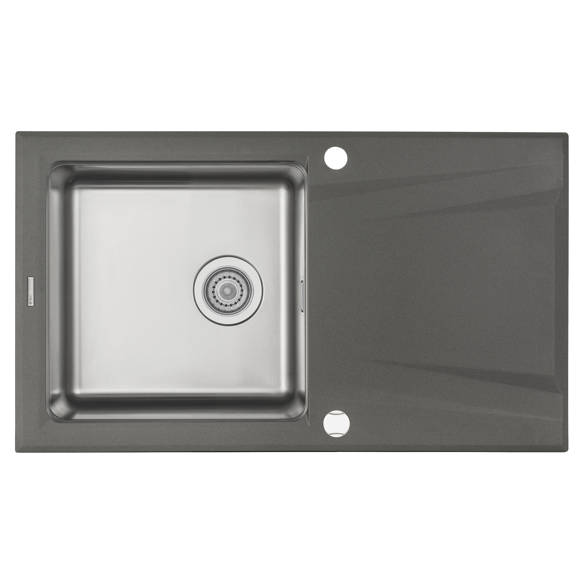 Glass-Stål Kjøkkenvask Prime Antrasitt Metallic-Stål 86x50 cm med Vannlås