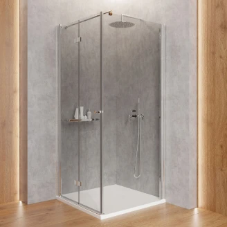 Dusjhjørne med Sammenleggbar Dør <strong>Kerria Plus</strong>  80 + 80 cm Krom Blank