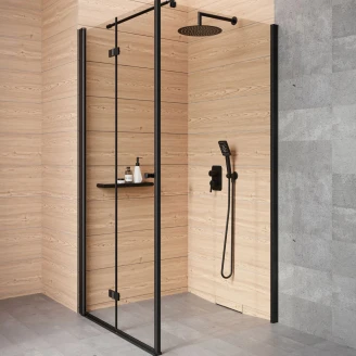 Dusjhjørne med Sammenleggbar Dør <strong>Kerria Plus</strong>  90 + 80 cm Svart Matt