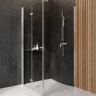 Dusjhjørne med Sammenleggbar Dør <strong>Kerria Plus</strong> 80 + 100 cm Krom Blank