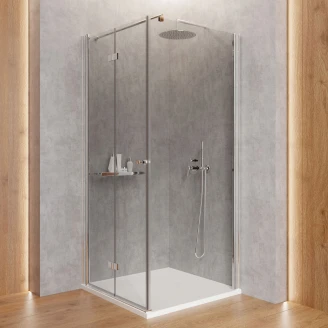 Dusjhjørne med Sammenleggbar Dør <strong>Kerria Plus</strong> 90 + 100 cm Krom Blank