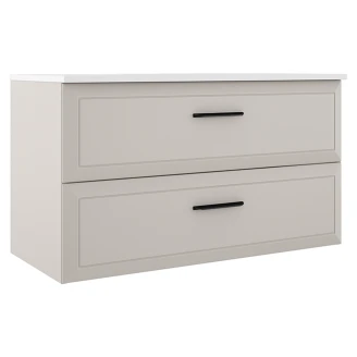 Servantskap <strong>Tandem</strong>  Beige Matt 100 cm med Servant Hvit Blank