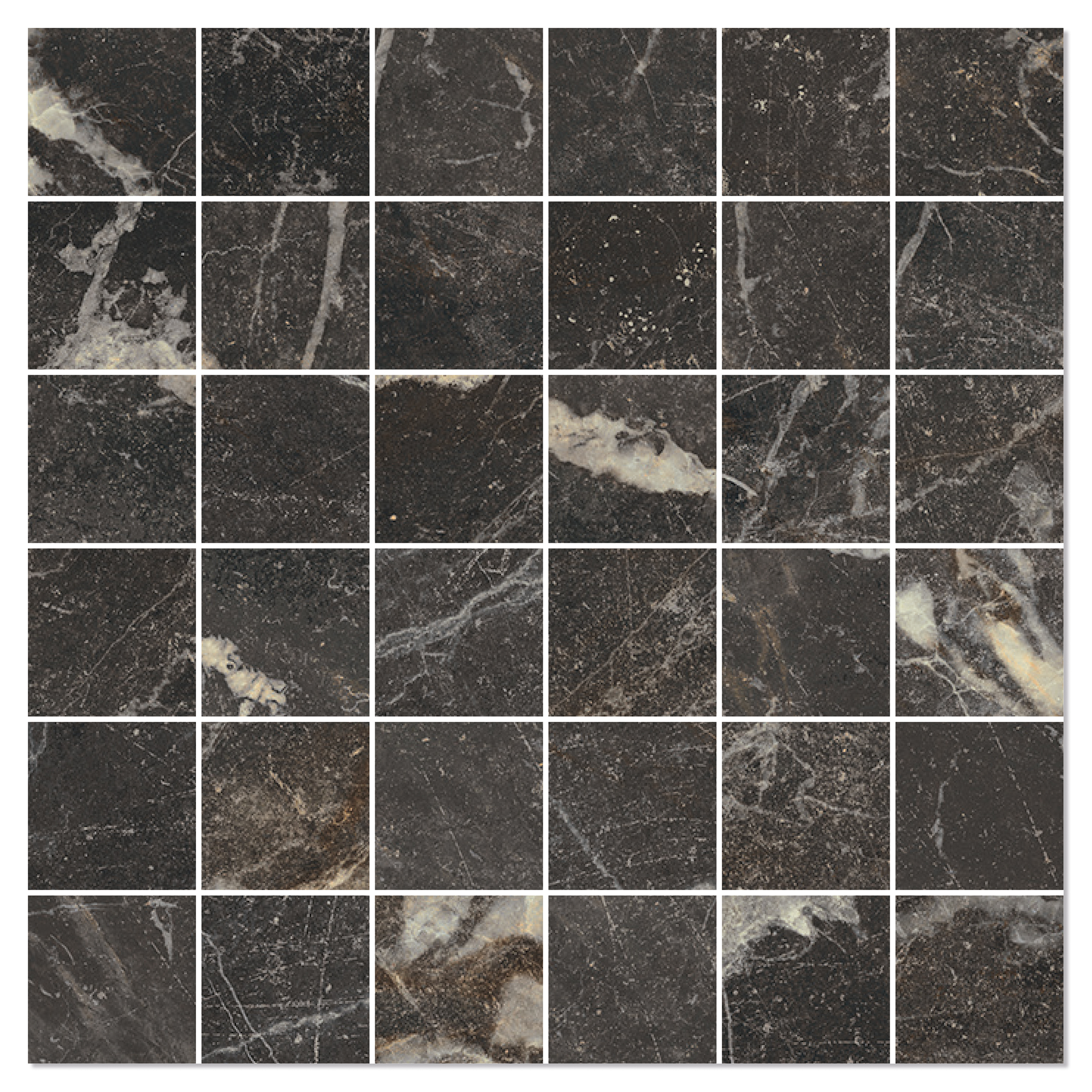Marmor Mosaikkflis Canterbury Nattsvart Matt 30x30 (5x5) cm