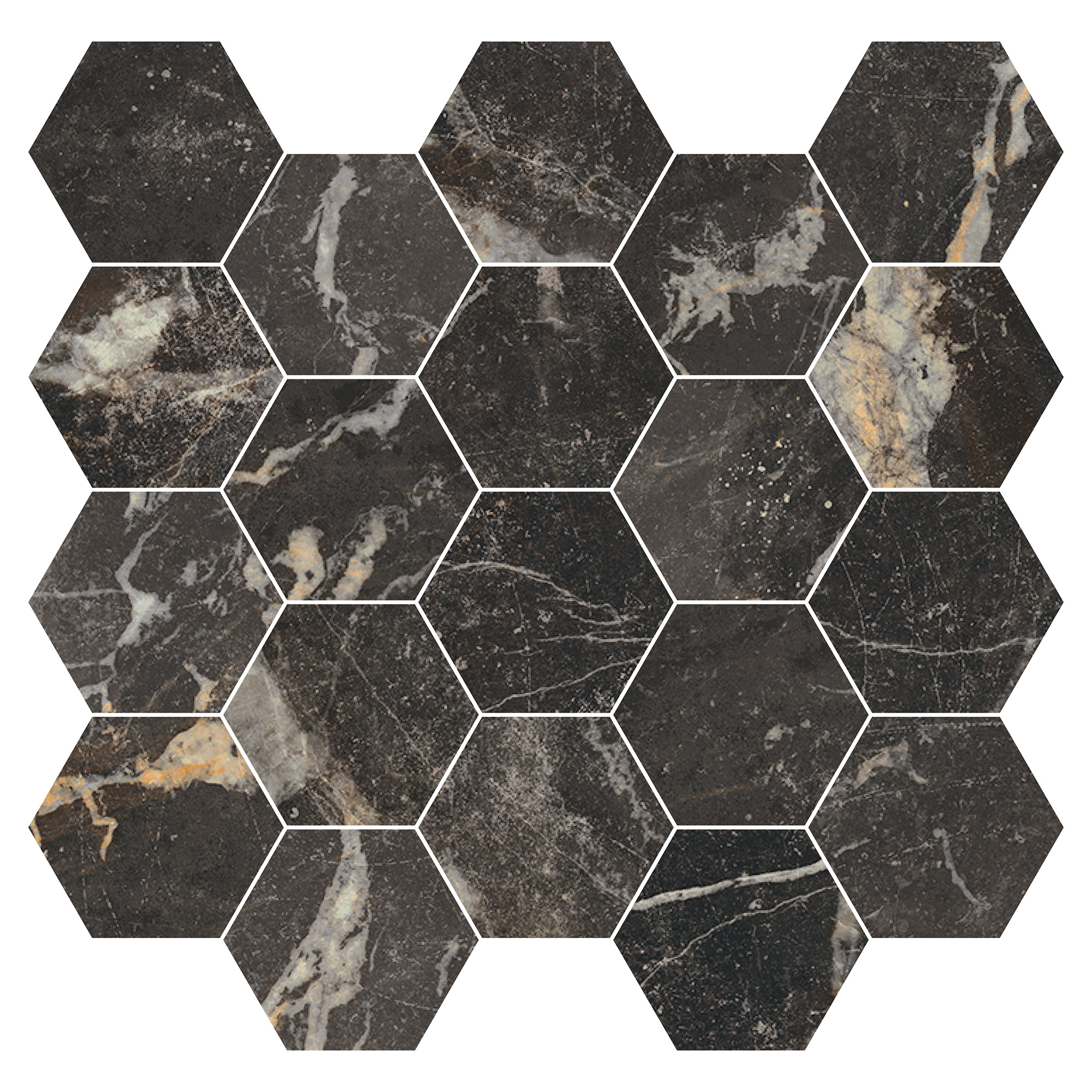 Mosaikk Gulvflis Canterbury Nattsvart Matt 30x30 cm