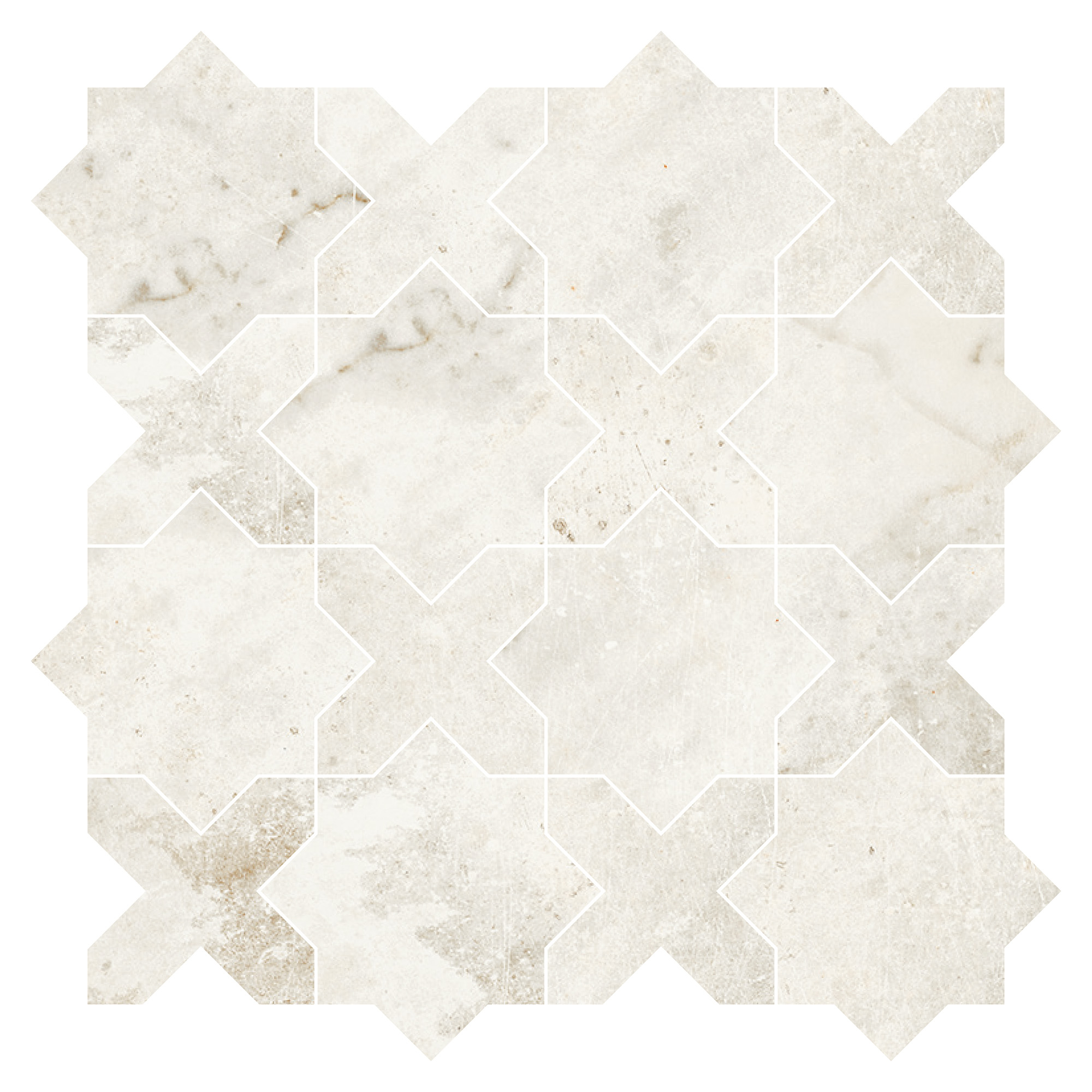 Marmor Mosaikk Gulvflis Canterbury Aurisk Krysstjære Matt 30x30 cm