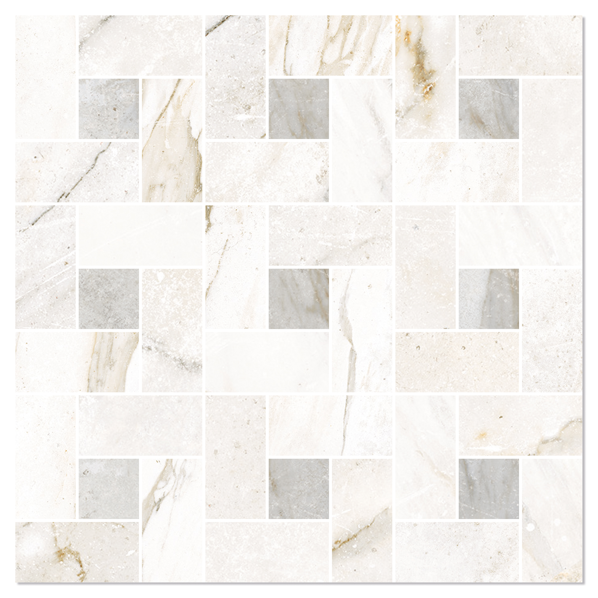 Marmor Mosaikk Gulvflis Canterbury Kremhvit-Perlegrå Moduler Matt 30x30 cm