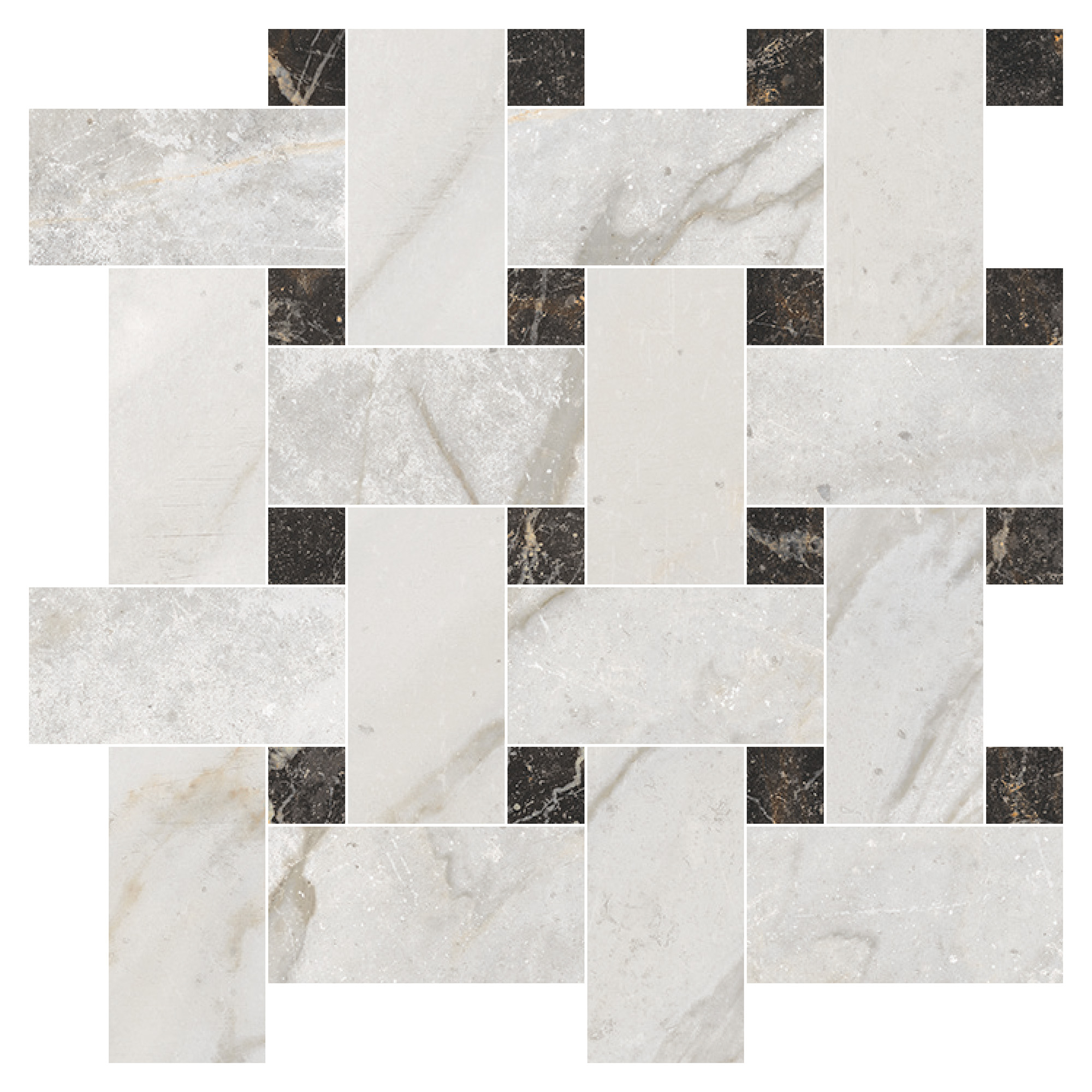 Marmor Mosaikk Gulvflis Canterbury Perlegrå Strikk Matt 30x30 cm
