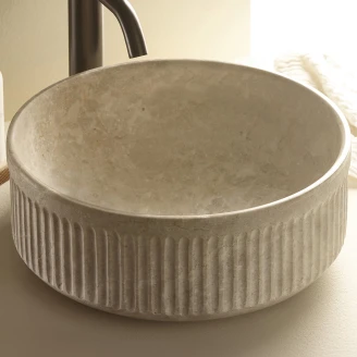 Bathco Servant Stone Striae Rund Beige 38 cm