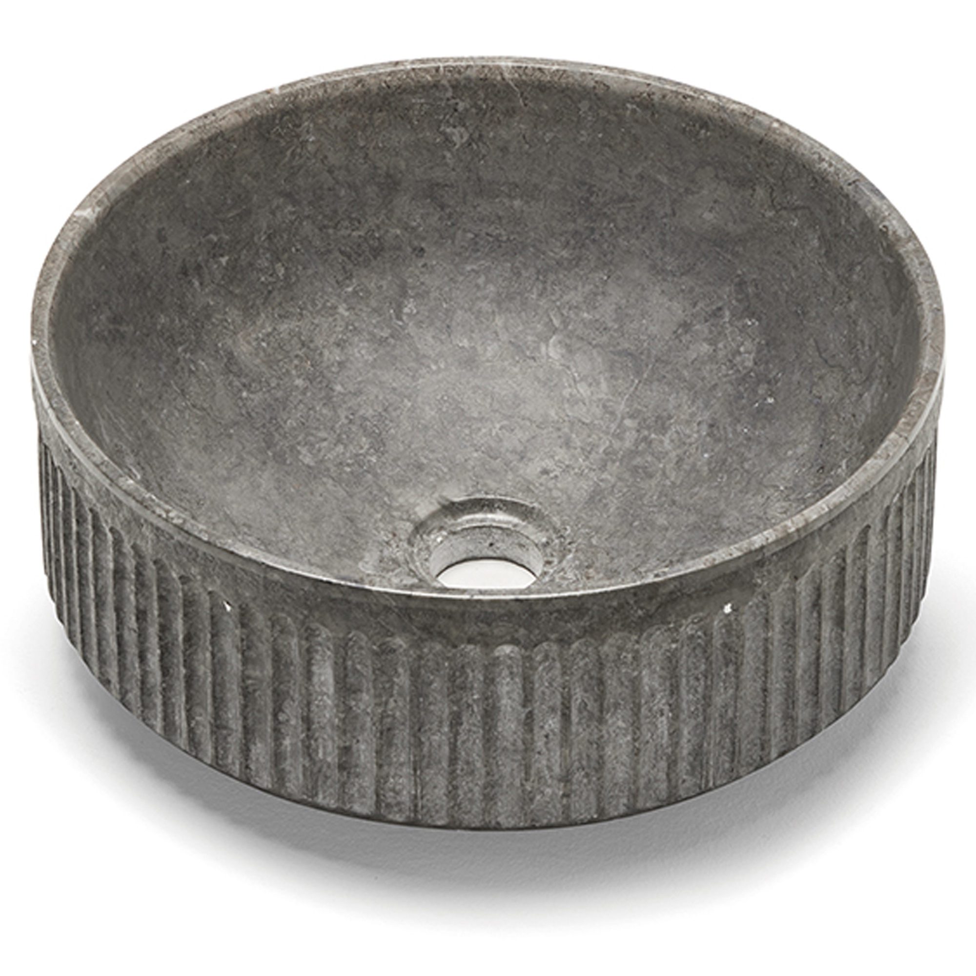 Bathco Servant Stone Striae Rund Grå 38 cm