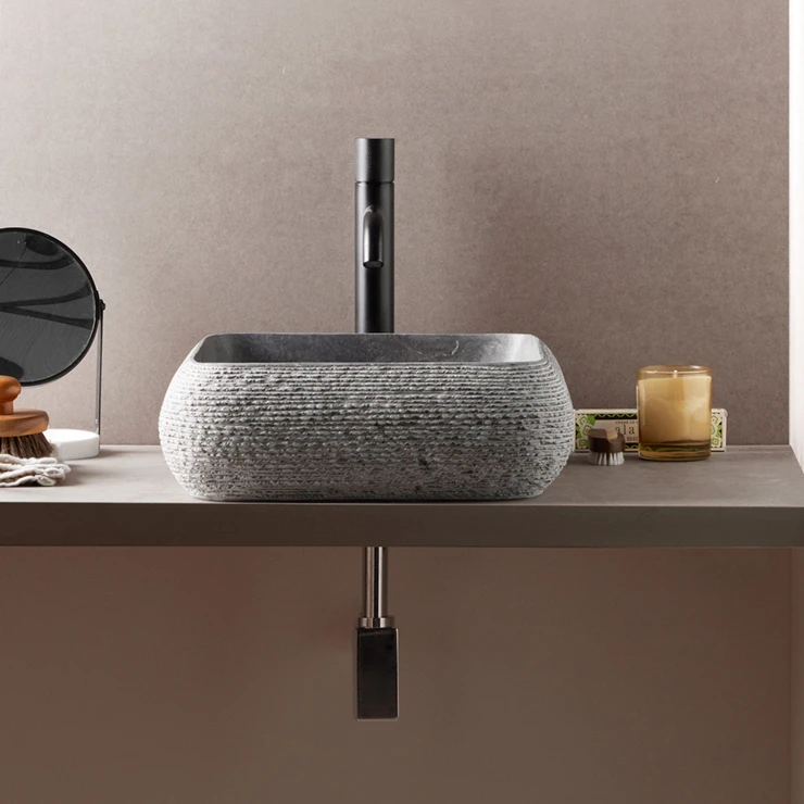 Bathco Servant Stone Domed Kvadratisk Grå 40x40 cm
