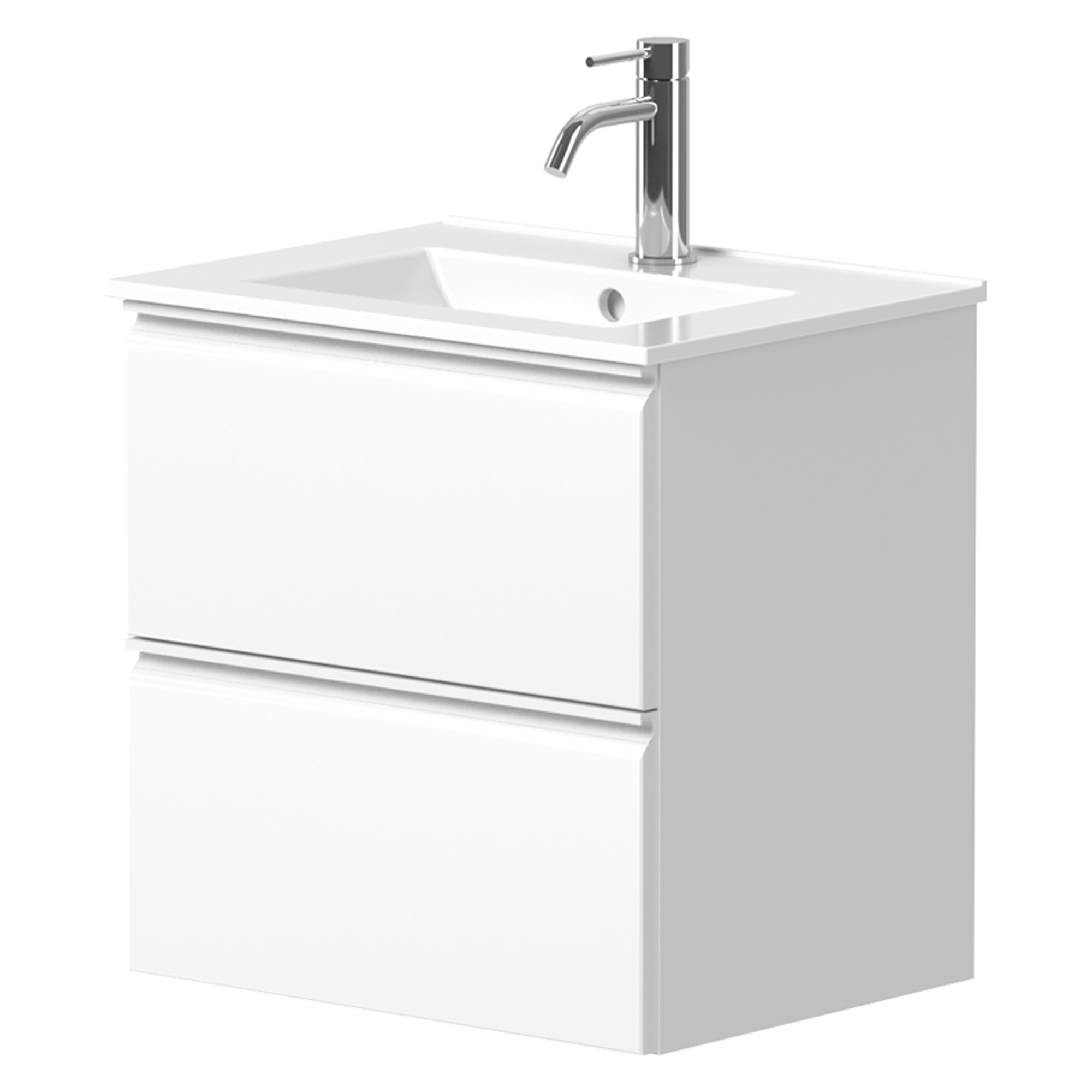 Servantskap Calme Hvit Matt 50 cm med Handfat Hvit Blank
