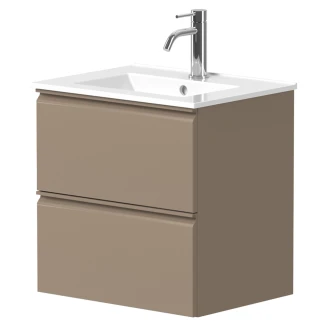 Servantskap <strong>Calme</strong>  Cocoa Brown Matt 50 cm med Handfat Hvit Blank
