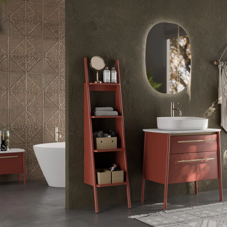 Hylleenhet Bask Rød Matt 40x152 & 3 Trelådor