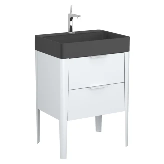 Servantskap <strong>Mood</strong>  Hvit Matt 60 cm med Handfat Svart Matt
