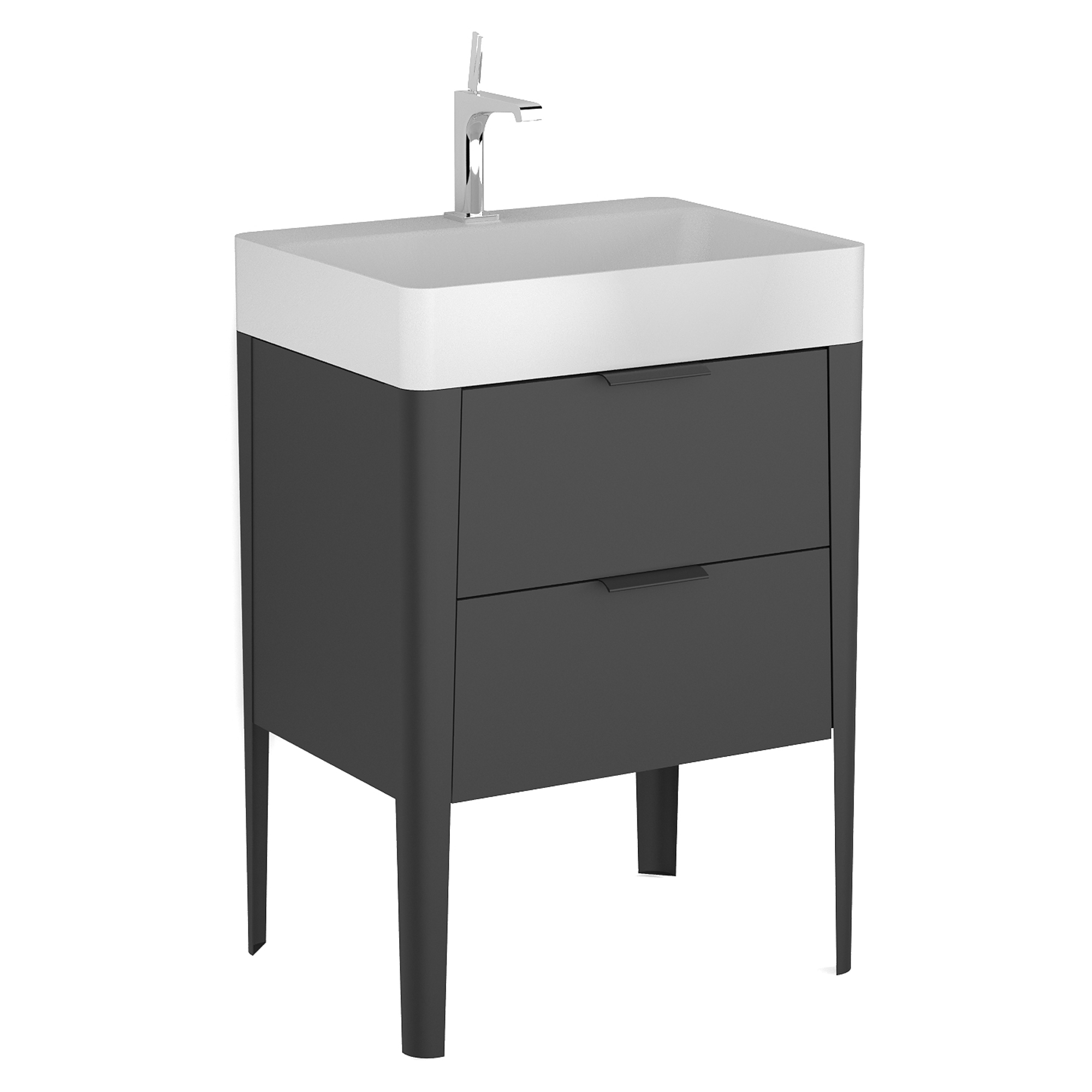 Servantskap Mood Svart Matt 60 cm med Handfat Hvit Matt