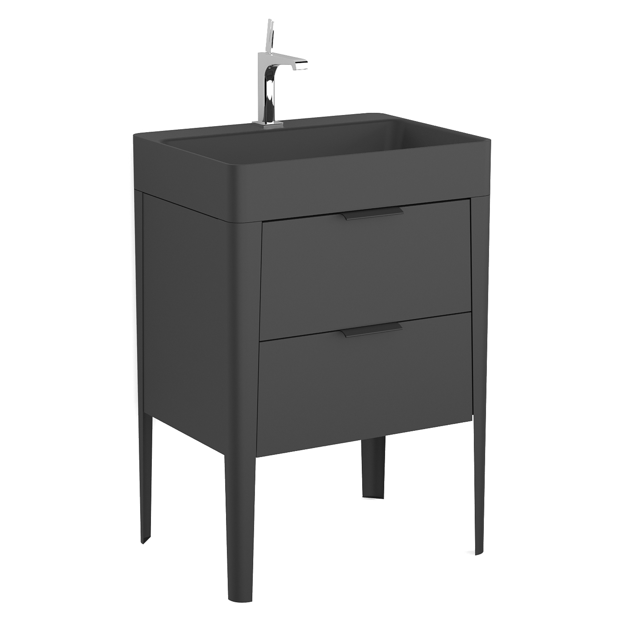 Servantskap Mood Svart Matt 60 cm med Handfat Svart Matt