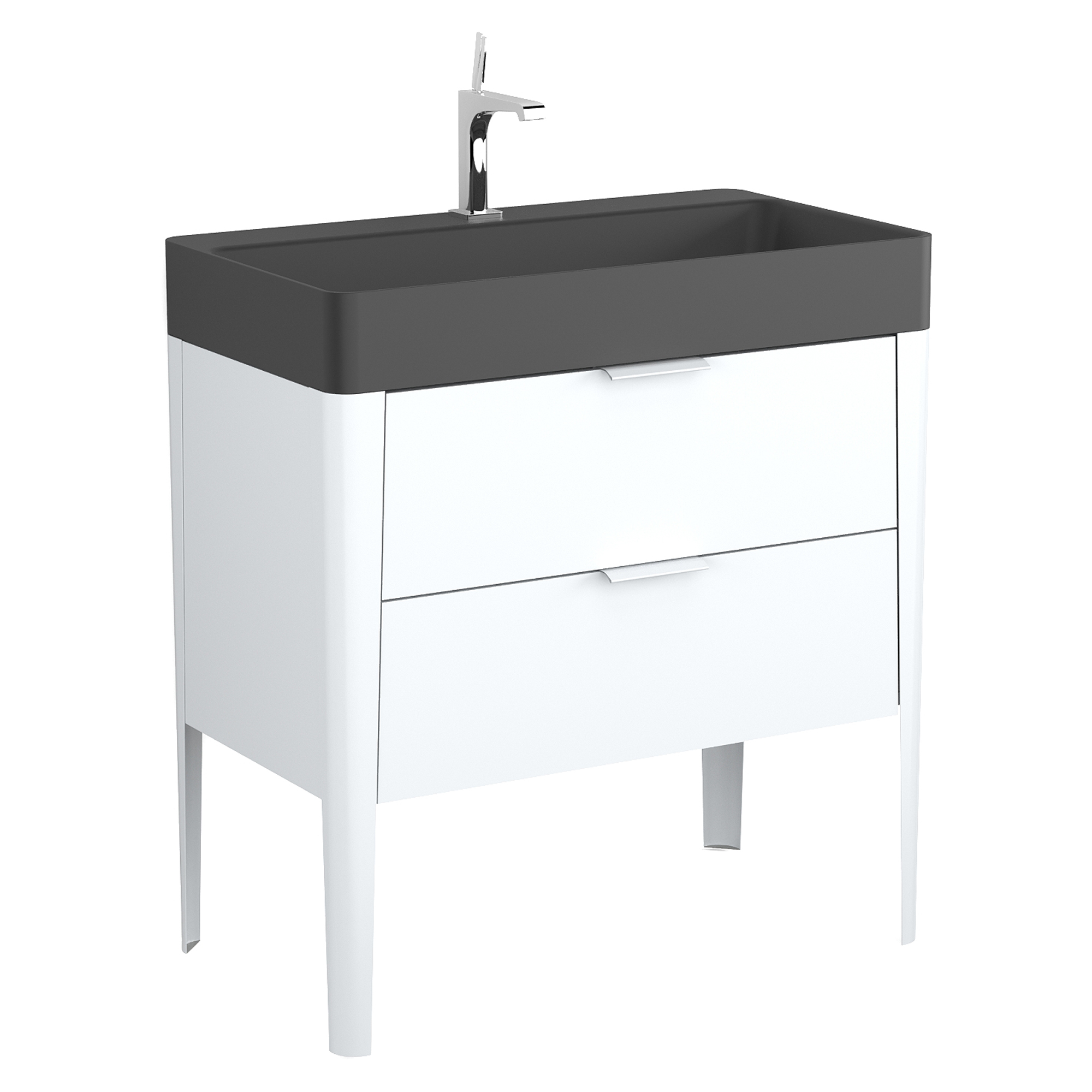 Servantskap Mood Hvit Matt 80 cm med Handfat Svart Matt