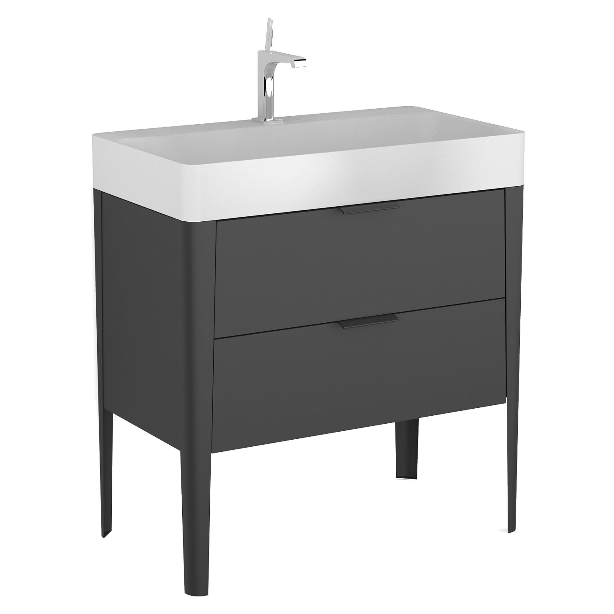 Servantskap Mood Svart Matt 80 cm med Handfat Hvit Matt