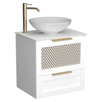 Underskab <strong>Elan</strong>  Hvid Mat 60 cm med Bordplade & Håndvask Hvid