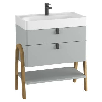 Servantskap <strong>Velar</strong>  Lysgrå Matt 70 cm med Handfat Hvit Blank