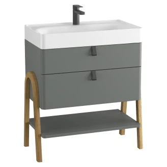 Underskab <strong>Velar</strong>  Grå Mat 70 cm med Vask Hvid Blank