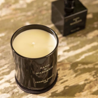 Cereria Molla Set Ljus, Premium Diffuser, Refilldiffuser & Hemtextilspray Basilika Mandariner