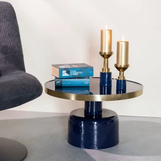 Zuiver Sofabord Glam Blå, Gull Ø60 cm