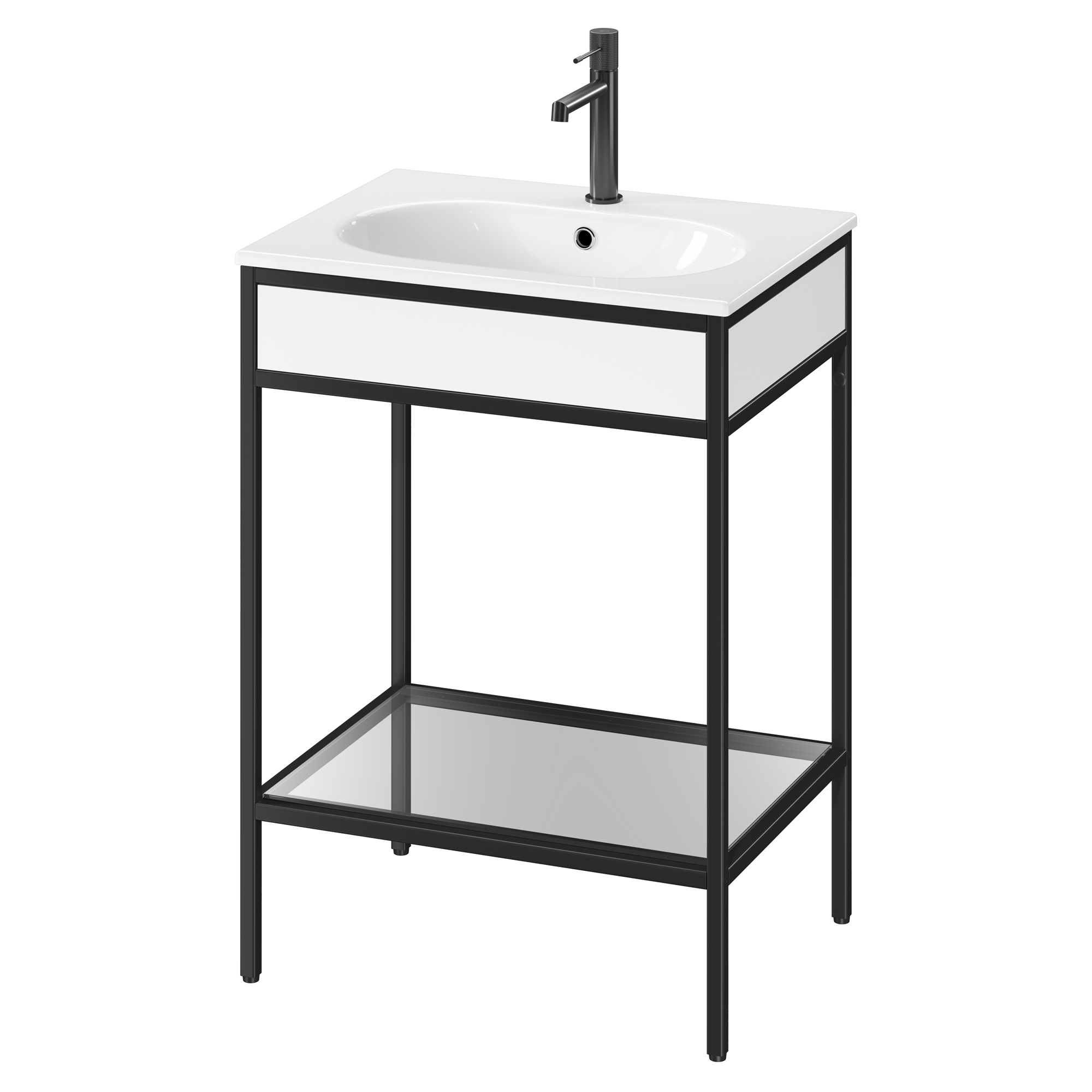 Servantskap Balans 60 cm med Glashylla & Hvit Panel