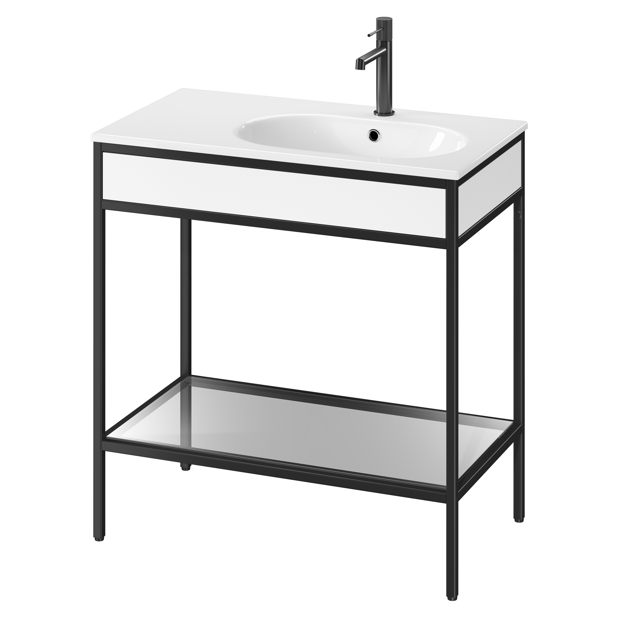 Servantskap Balans 80 cm med Glashylla & Hvit Panel