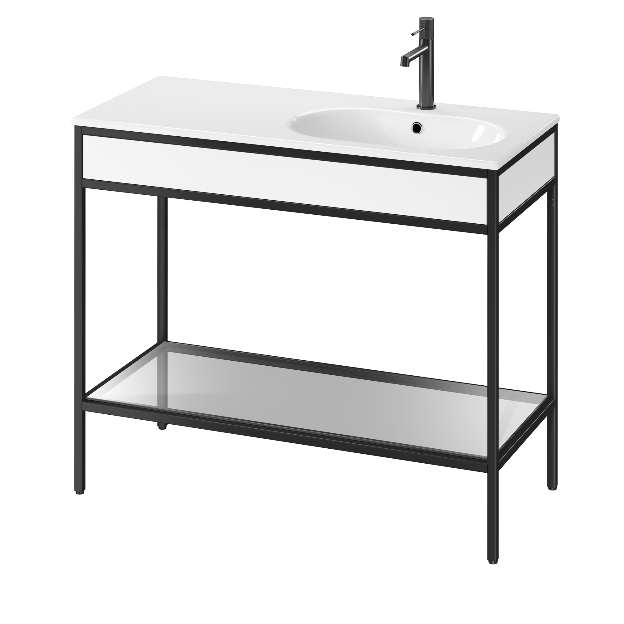 Servantskap Balans 100 cm med Glashylla & Hvit Panel