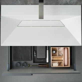 Servantskap Esquina Svart Matt 70 cm med Handfat Lysgrå Matt