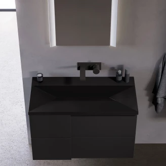 Servantskap <strong>Esquina</strong>  Svart Matt 70 cm med Handfat Svart Matt