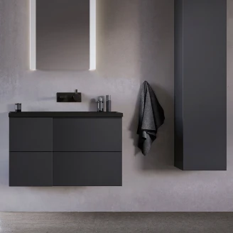 Servantskap <strong>Esquina</strong>  Svart Matt 90 cm med Handfat Svart Matt