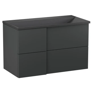 Servantskap <strong>Esquina</strong>  Svart Matt 90 cm med Handfat Svart Matt