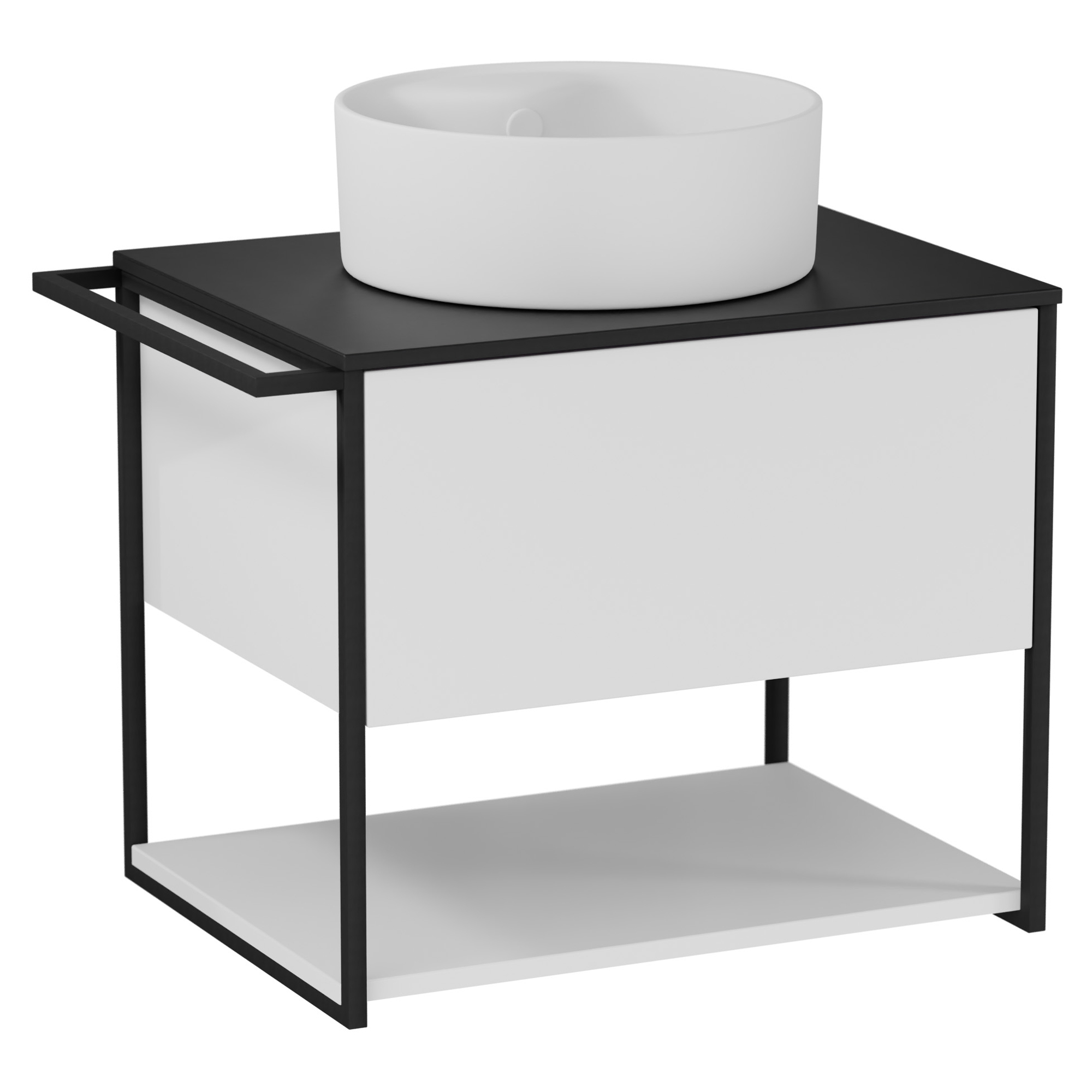 Servantskap Evolv Hvit Blank 60 cm med Benkeplate & Servant Hvit