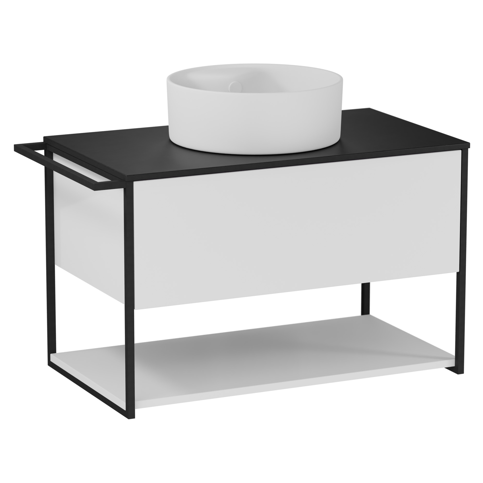 Servantskap Evolv Hvit Blank 80 cm med Benkeplate & Servant Hvit