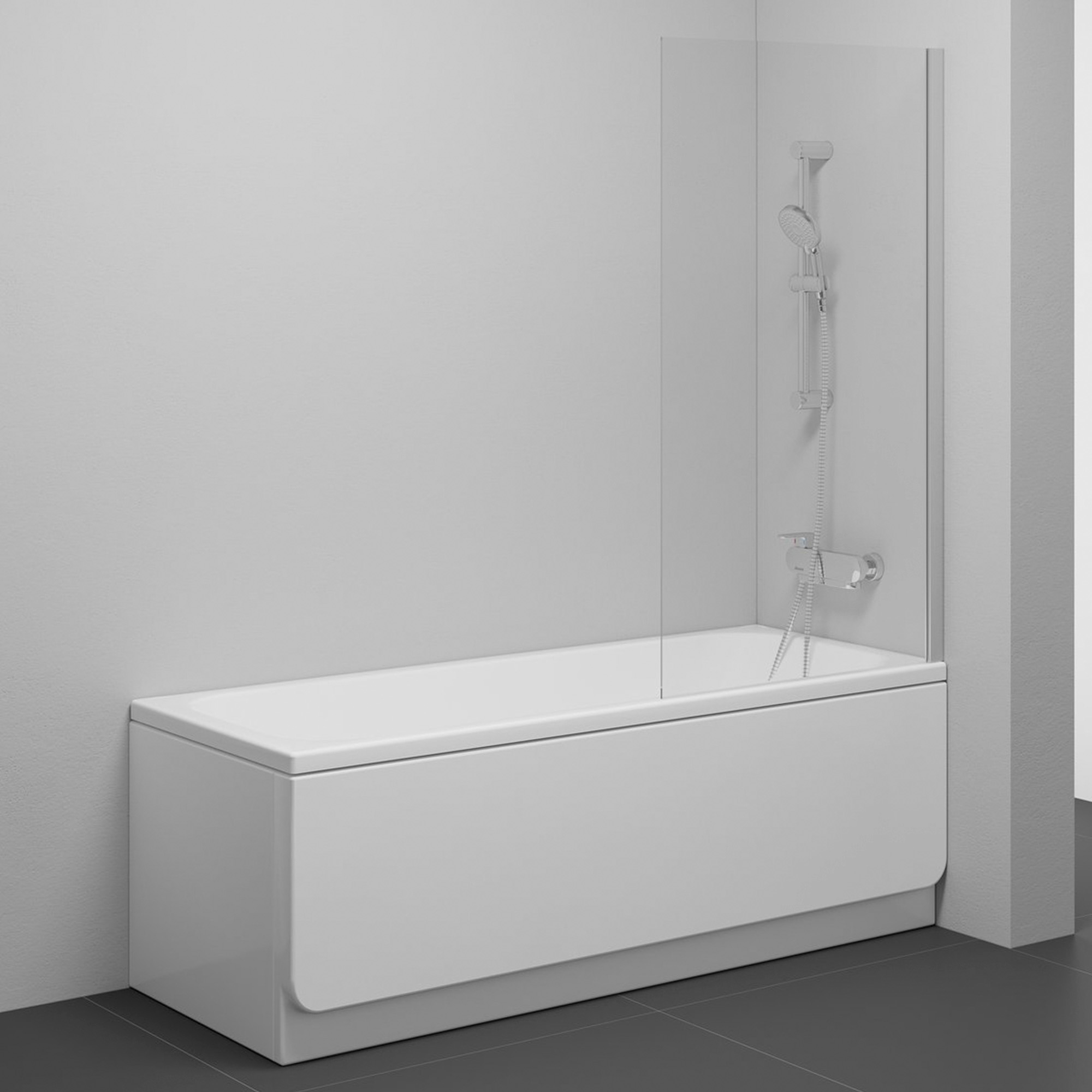 Badekarvegg Celsia Krom Matt 6 mm 80x140 cm