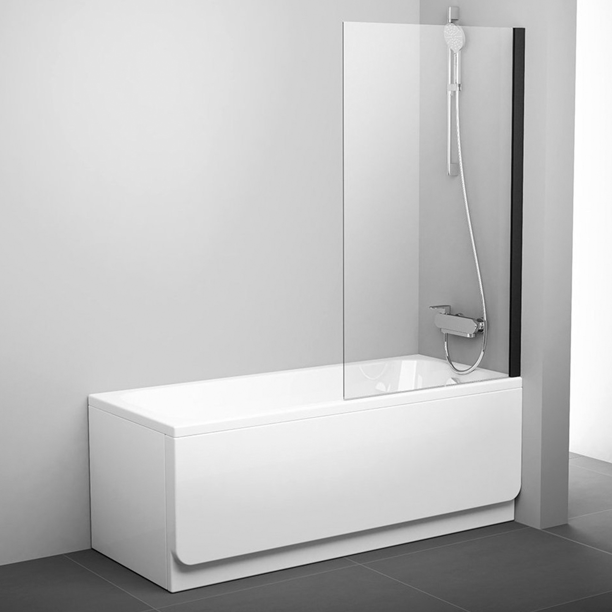 Badekarvegg Klyro Svart Matt 6 mm 80x140 cm