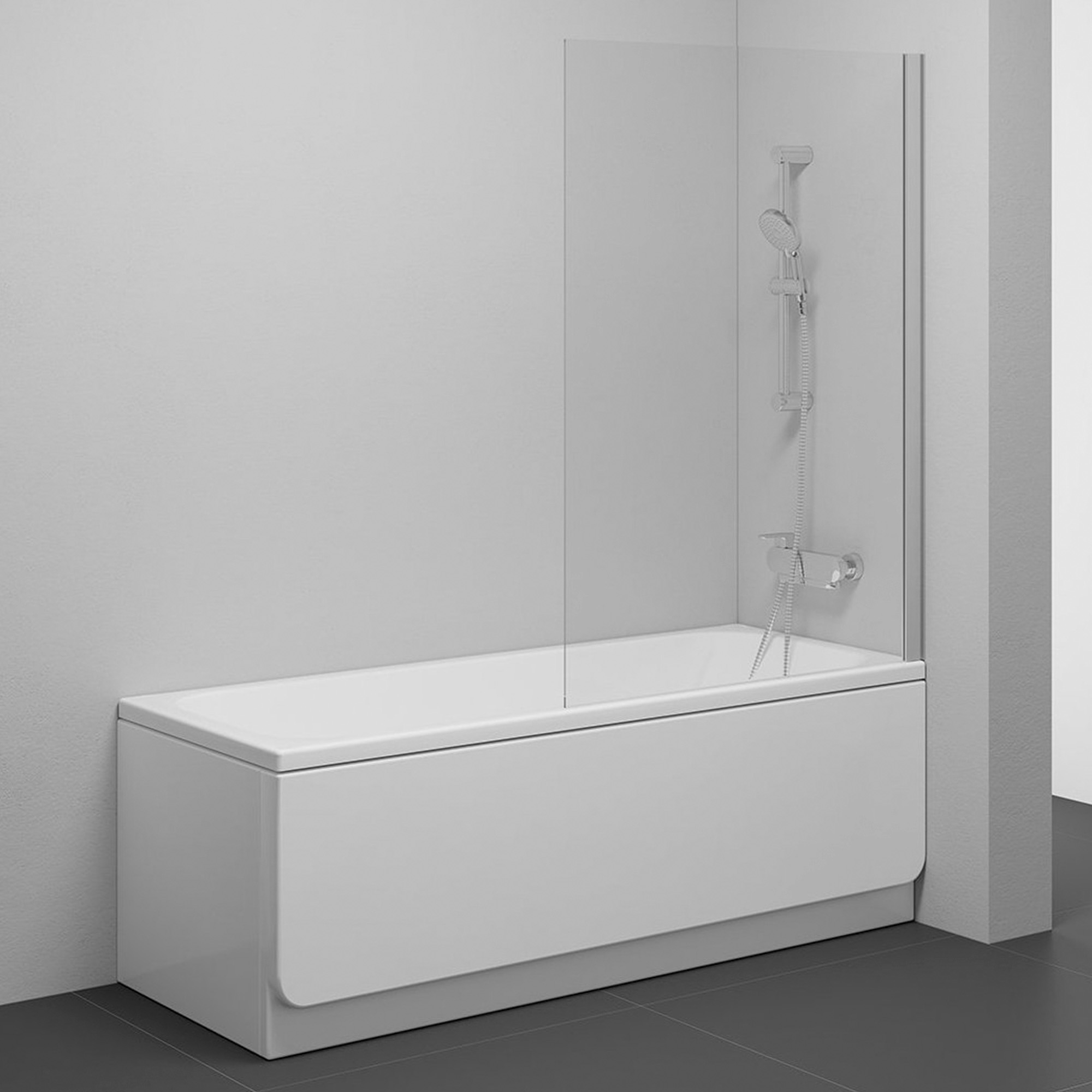Badekarvegg Klyro Krom Matt 6 mm 80x140 cm