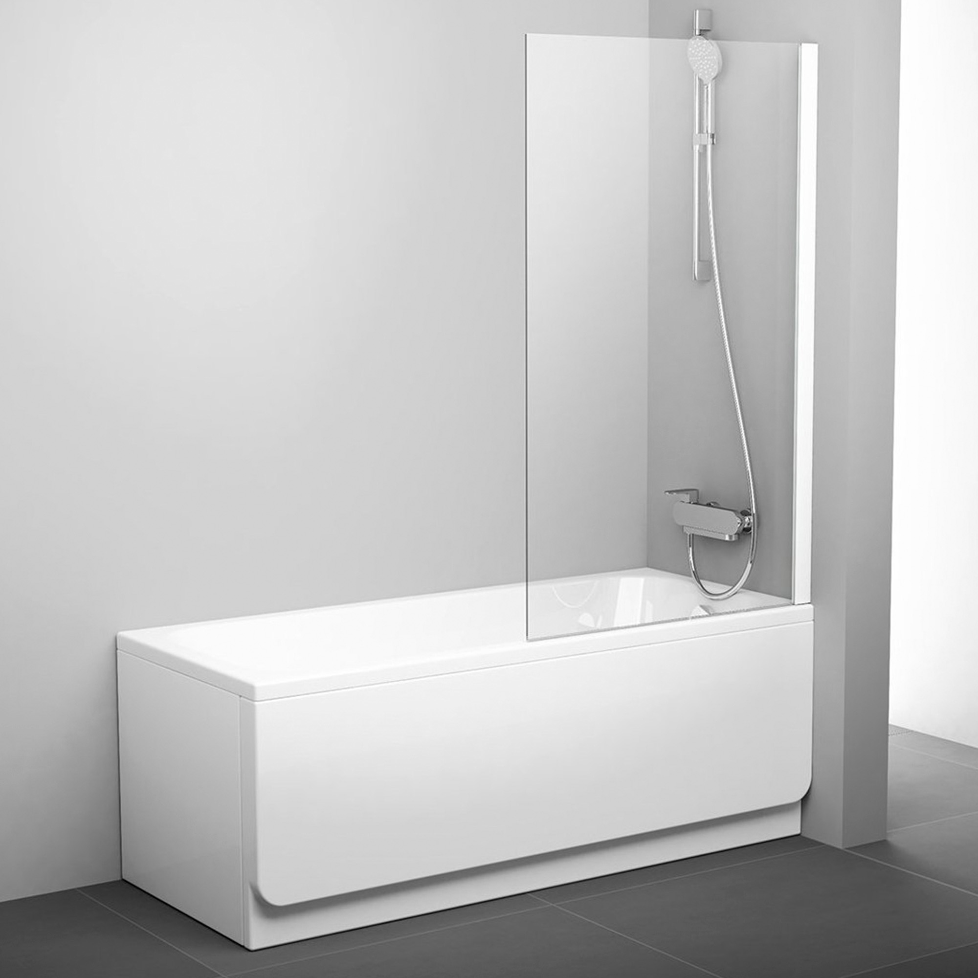 Badekarvegg Klyro Hvit Matt 6 mm 80x140 cm