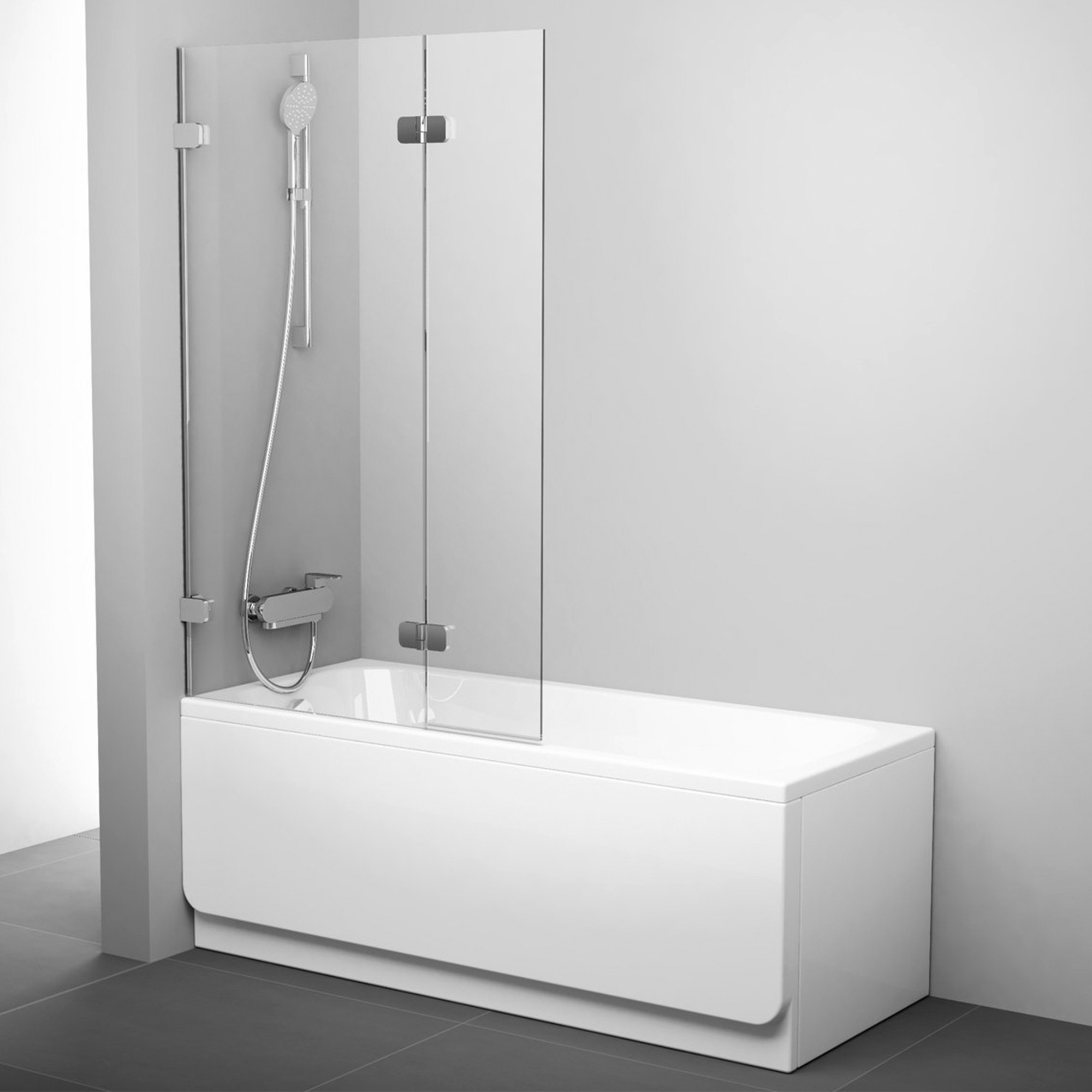 Badekarvegg Vetro Krom Blank 100x150 cm Venstre