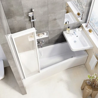 Badekarvegg <strong>Lucentia</strong>  Hvit Matt 3 mm 100x140 cm Regn