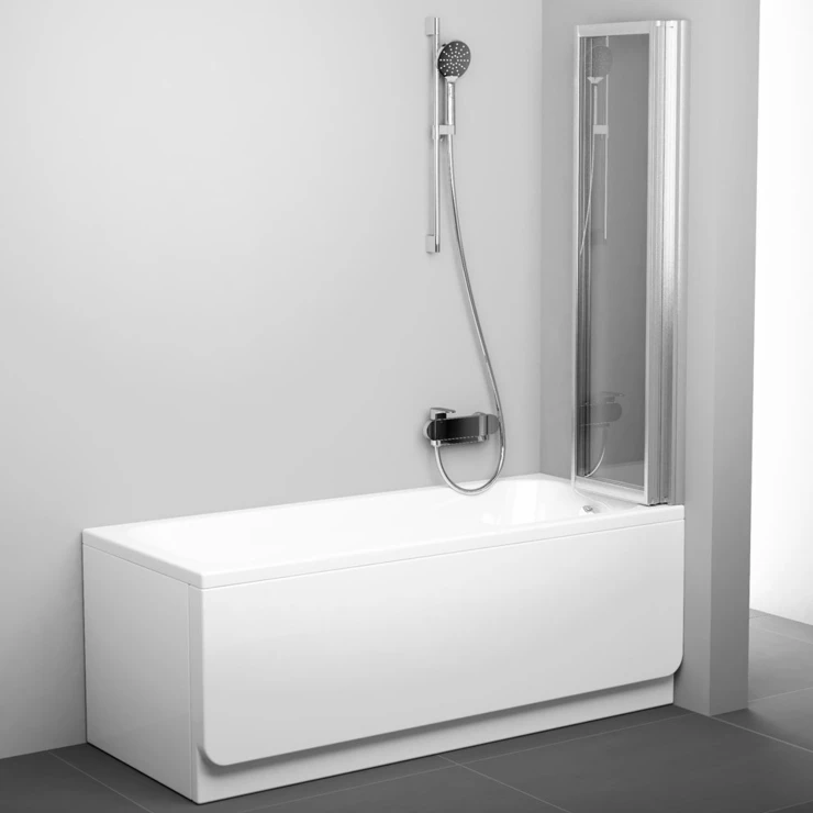 Badekarvegg Lucentia Krom Matt 3 mm 130x140 cm Regn