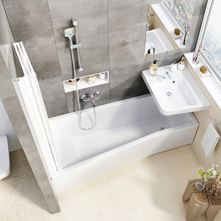 Badekarvegg Lucentia Hvit Matt 3 mm 130x140 cm Druva