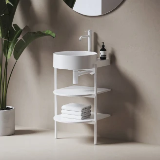 Ravak Servantskap <strong>Yard</strong> Hvit Matt 40 cm med Servant Hvit Blank & Vannlås och Bunnventil